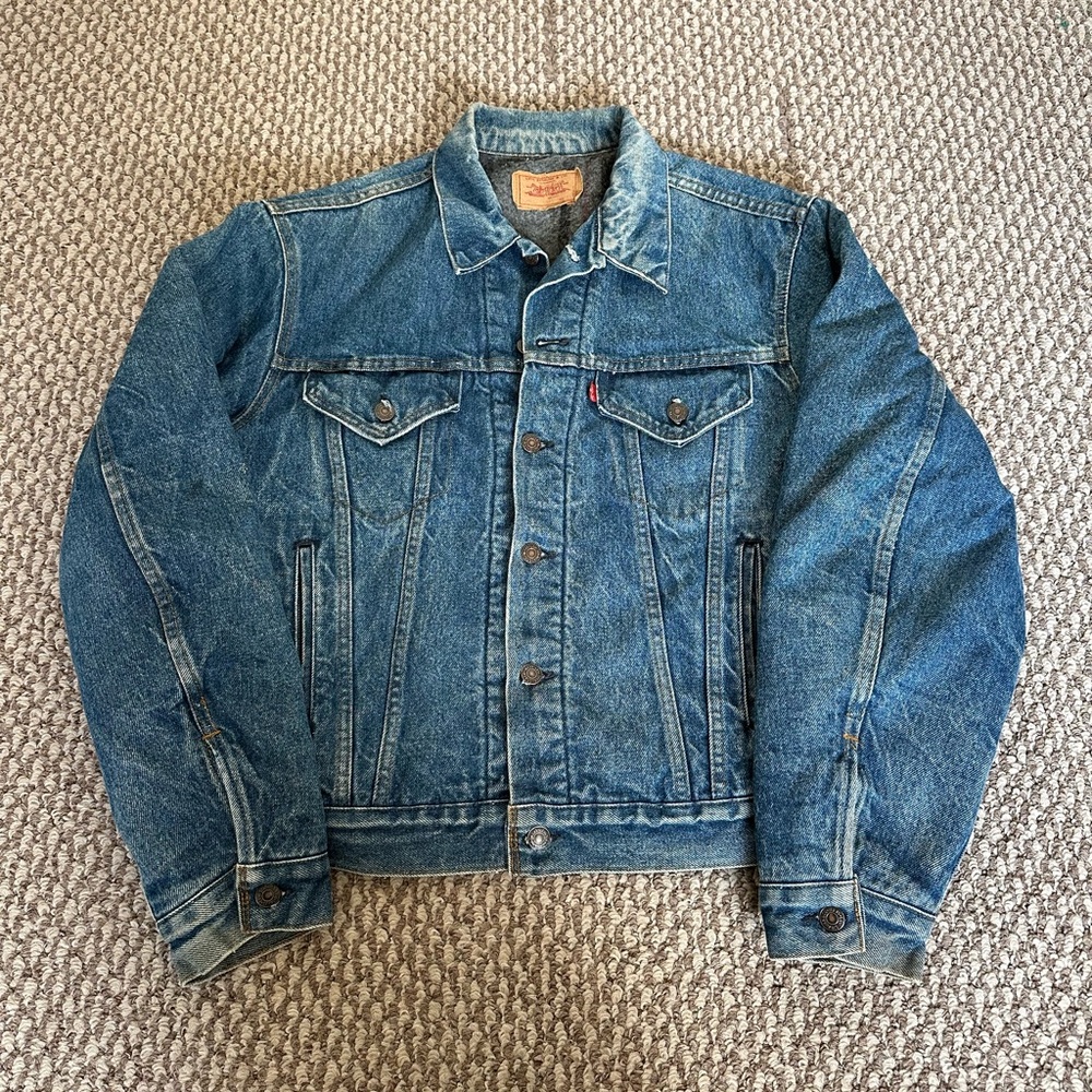 Vintage Levi’s 70506 0317 Denim Jacket 46 Blanket Lined Faded Distressed USA - Picture 2 of 10